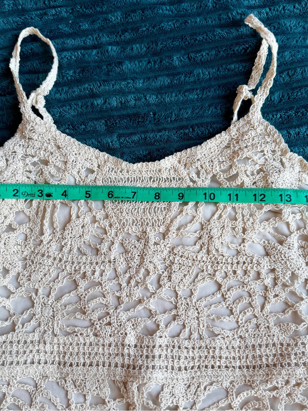 NWT Cupshe Cream Crochet Romper Playsuit with Spaghetti Straps - Picture 9 of 9